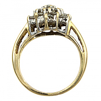 18ct Gold Diamond 36pt Cluster Ring Size L